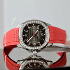 Patek Philippe Aquanaut 5167 Red Watch Moissanite Diamonds Baguette 40mm