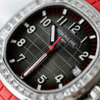 Patek Philippe Aquanaut 5167 Red Watch Moissanite Diamonds Baguette 40mm