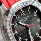 Patek Philippe Aquanaut 5167 Red Watch Moissanite Diamonds Baguette 40mm