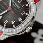 Patek Philippe Aquanaut 5167 Red Watch Moissanite Diamonds Baguette 40mm