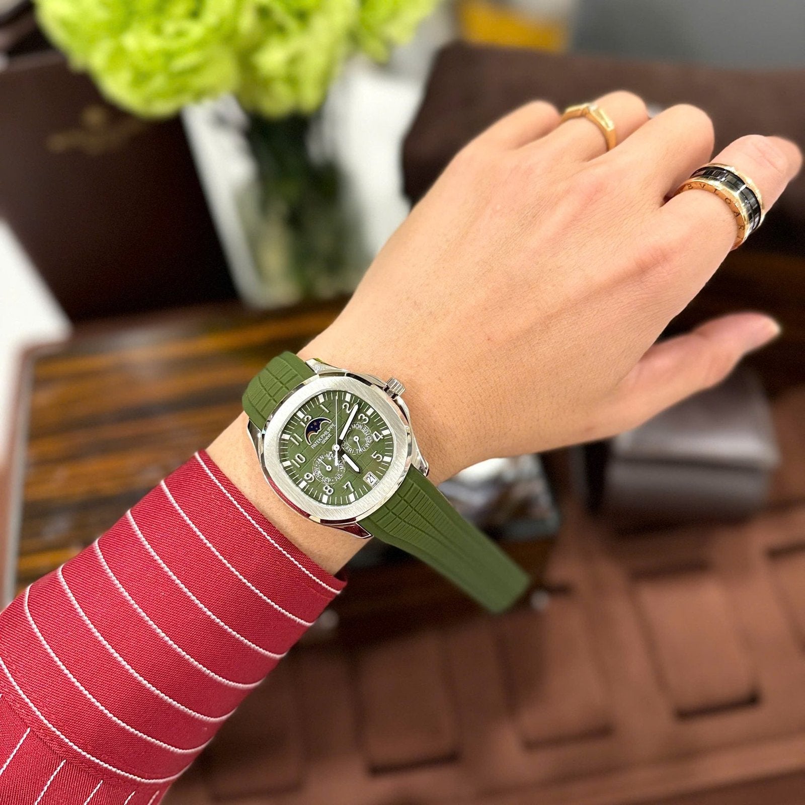 Patek Philippe Aquanaut 5261G Watch Green Dial Rubber Strap 40mm