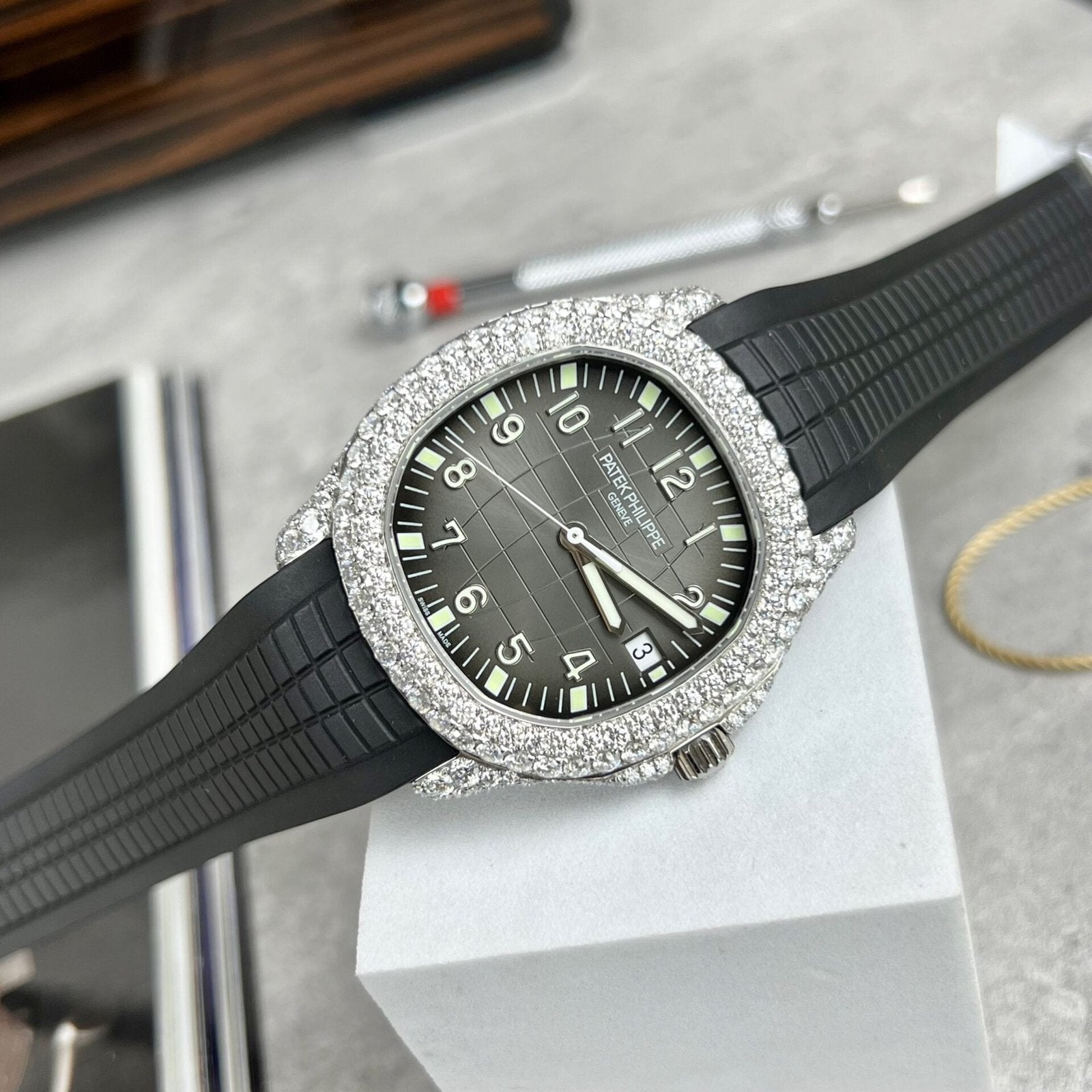 Patek Philippe Aquanaut 5719 Moissanite Diamond Watch 40mm