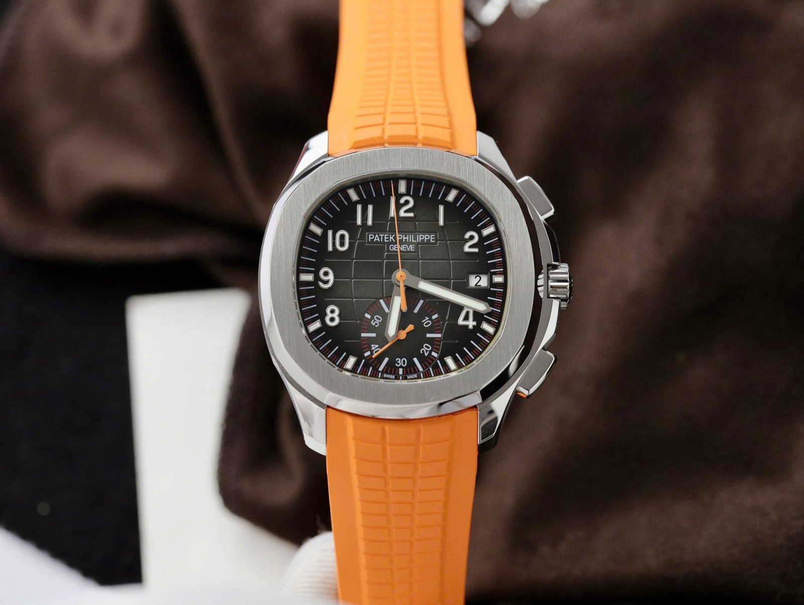 Patek Philippe Aquanaut 5968A Watch Orange Rubber Strap 42.2mm