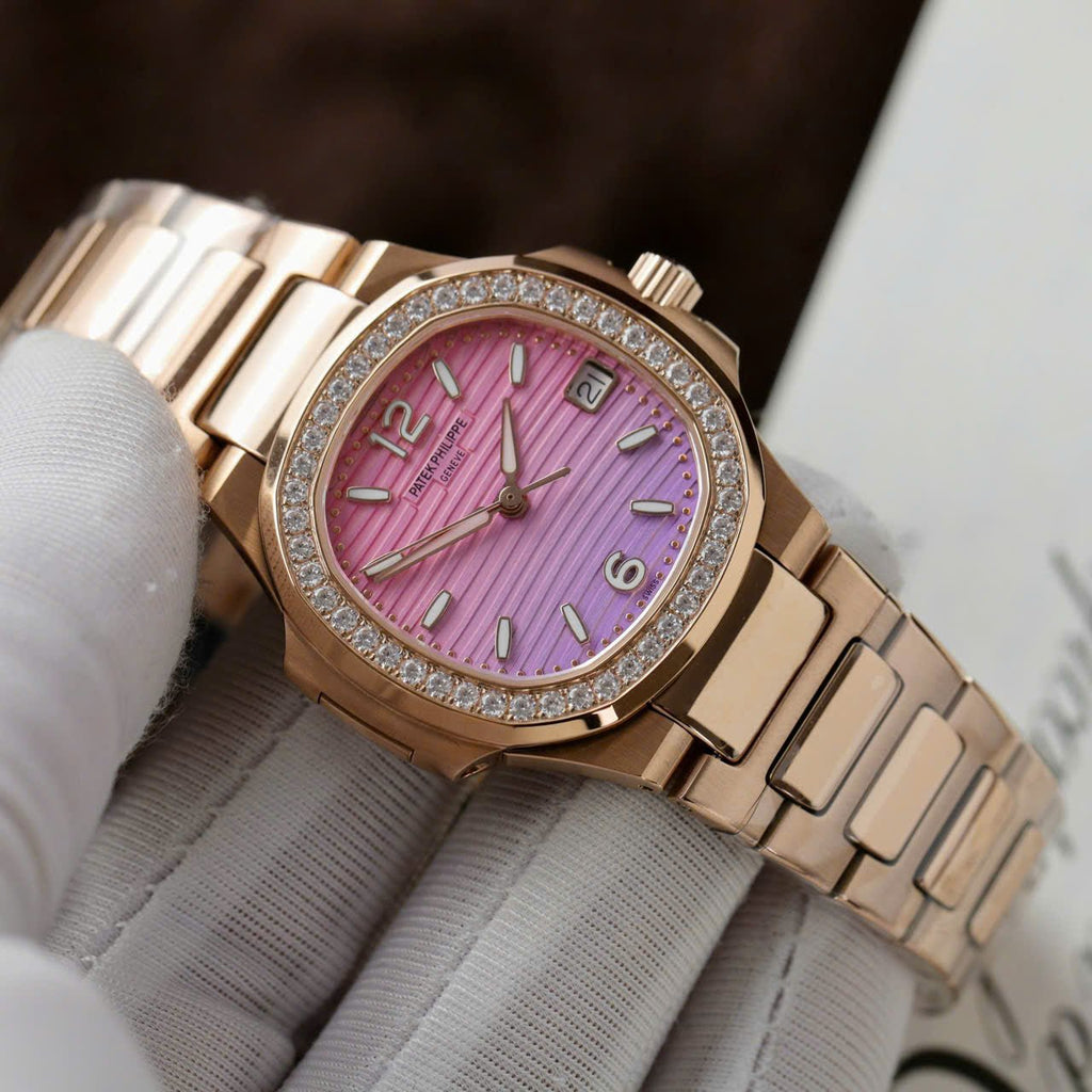 Patek Philippe Watch Nautilus 7010R Women Purple Pink Dial Metal Wire 32mm