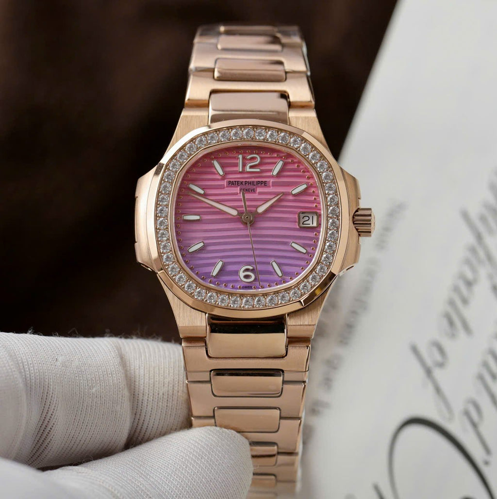 Patek Philippe Watch Nautilus 7010R Women Purple Pink Dial Metal Wire 32mm