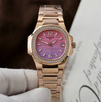 Patek Philippe Watch Nautilus 7010R Women Purple Pink Dial Metal Wire 32mm
