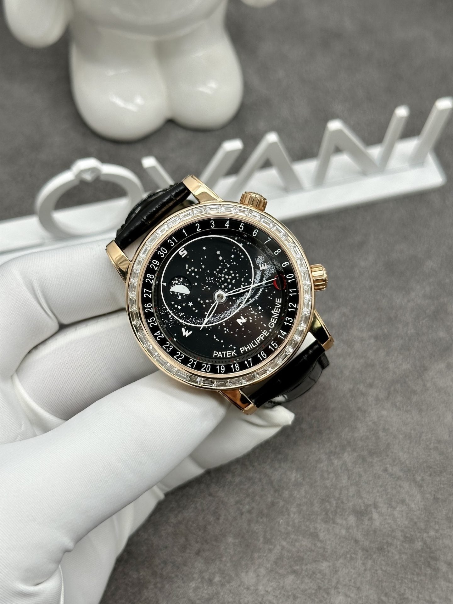 Patek Philippe Watch Grand Complications 6104R Solid Gold Watch and Diamonds 44mm