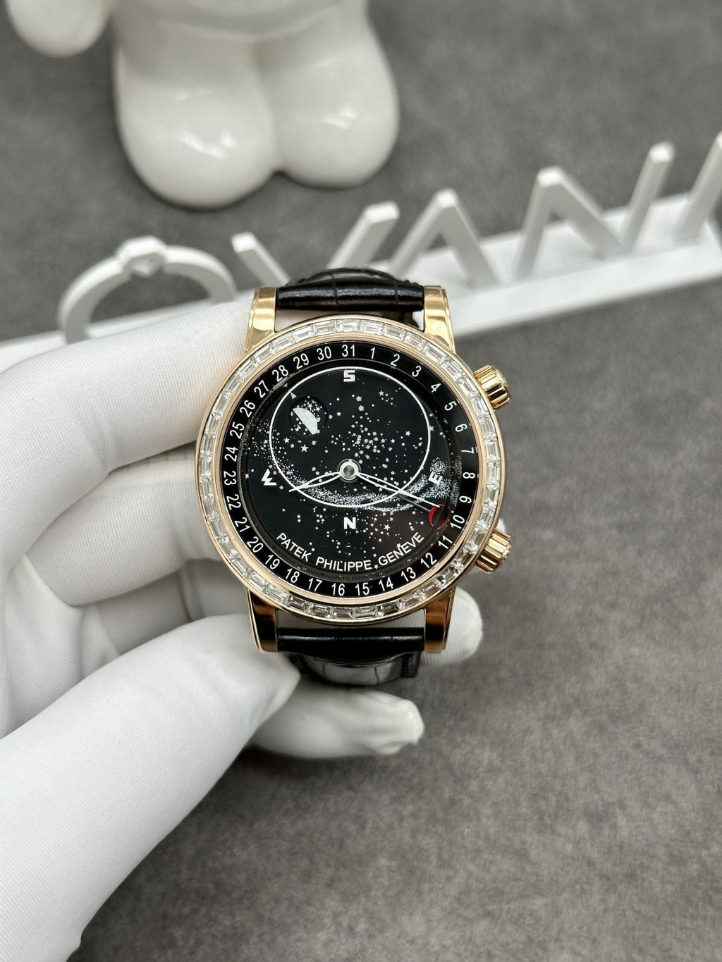 Patek Philippe Watch Grand Complications 6104R Solid Gold Watch and Diamonds 44mm