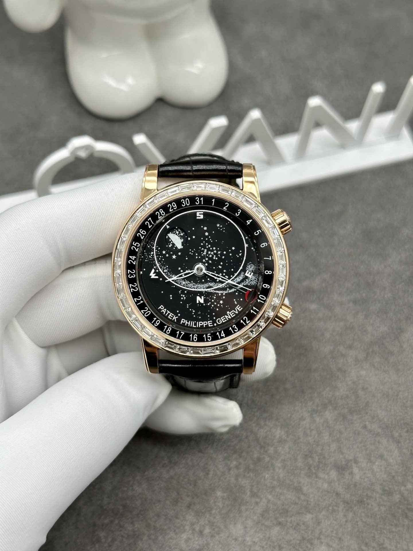Patek Philippe Watch Grand Complications 6104R Solid Gold Watch and Diamonds 44mm