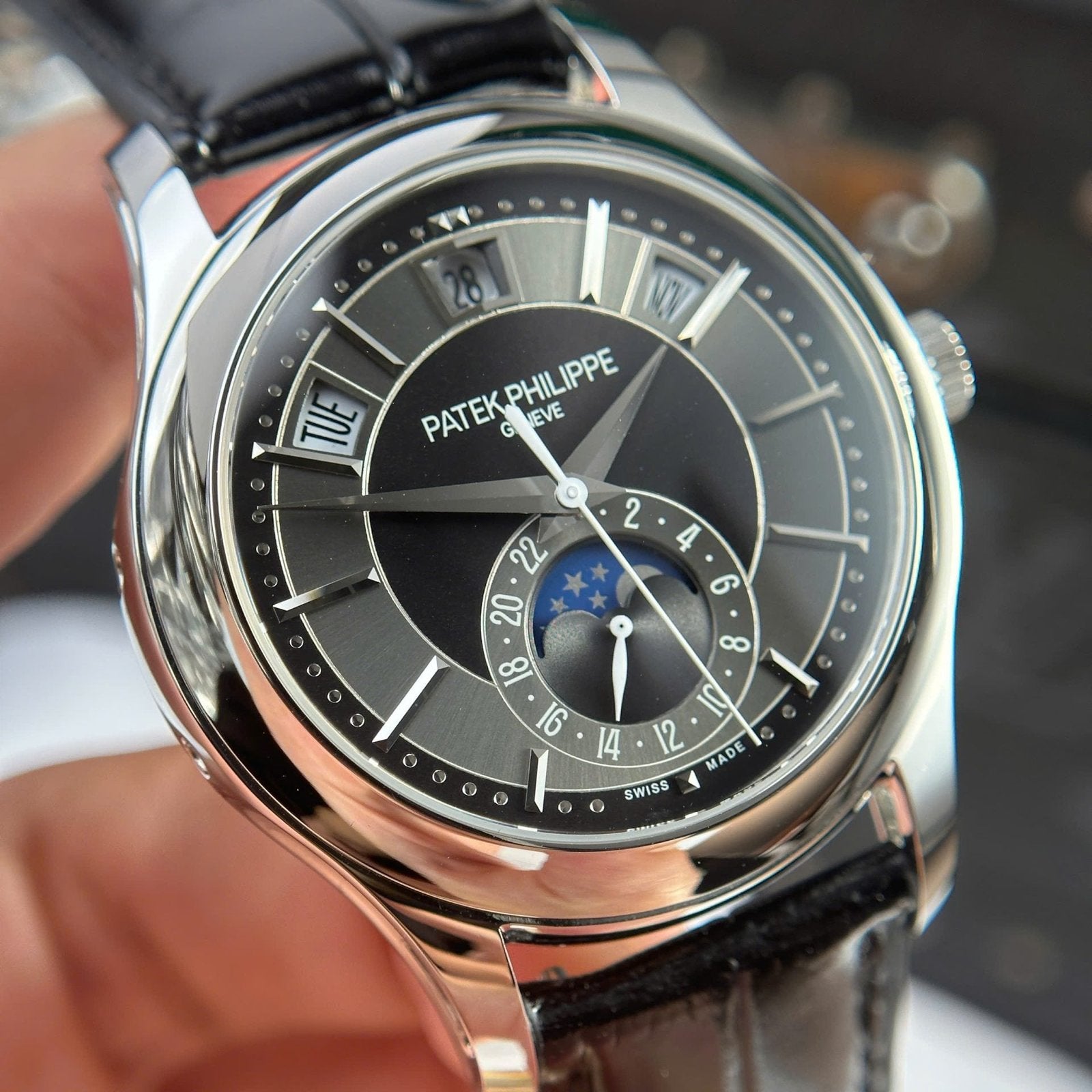 Patek Philippe Watch Complications 5205G Gray Dial Leather Strap 40mm