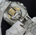 Patek Philippe Cubitus 5821 Dial Brown Watch Full Diamonds Moissanite 45mm