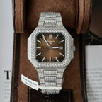Patek Philippe Cubitus 5821 Dial Brown Watch Full Diamonds Moissanite 45mm