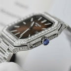 Patek Philippe Cubitus 5821 Dial Brown Watch Full Diamonds Moissanite 45mm