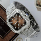 Patek Philippe Cubitus 5821 Dial Brown Watch Full Diamonds Moissanite 45mm