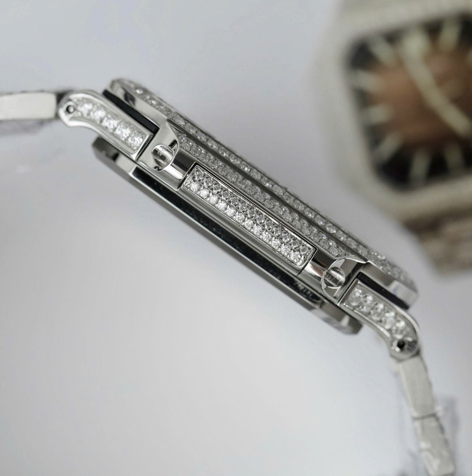 Patek Philippe Cubitus 5821 Dial Brown Watch Full Diamonds Moissanite 45mm
