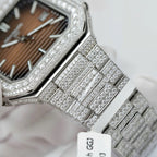 Patek Philippe Cubitus 5821 Dial Brown Watch Full Diamonds Moissanite 45mm