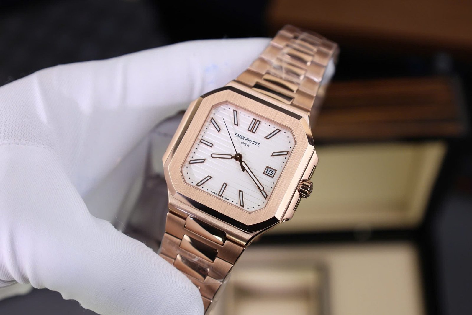 Patek Philippe Cubitus 5821 Watch Rose Gold White Dial 45mm