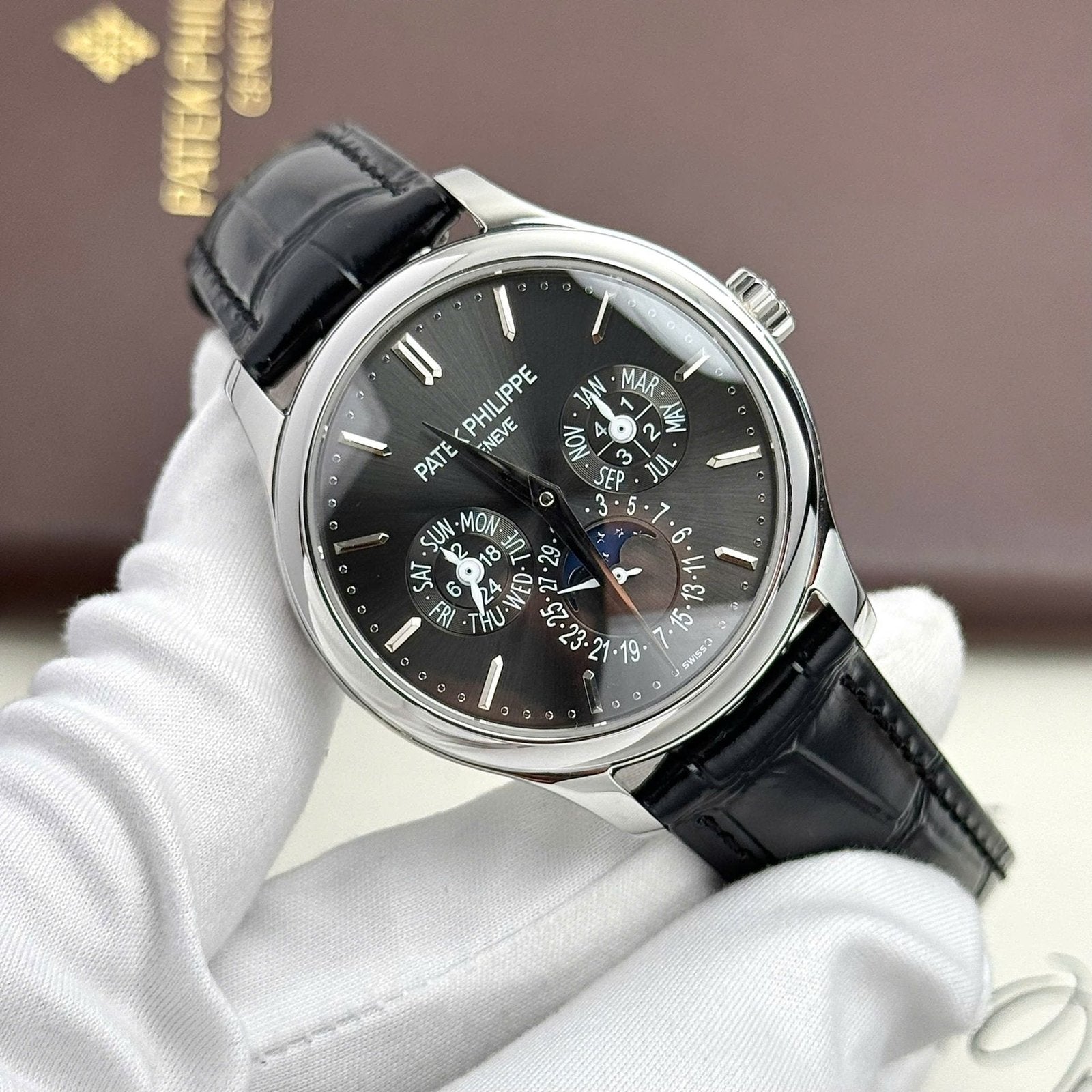 Patek Philippe Grand Complications 5327 Watch Gray Dial Leather Strap 40mm