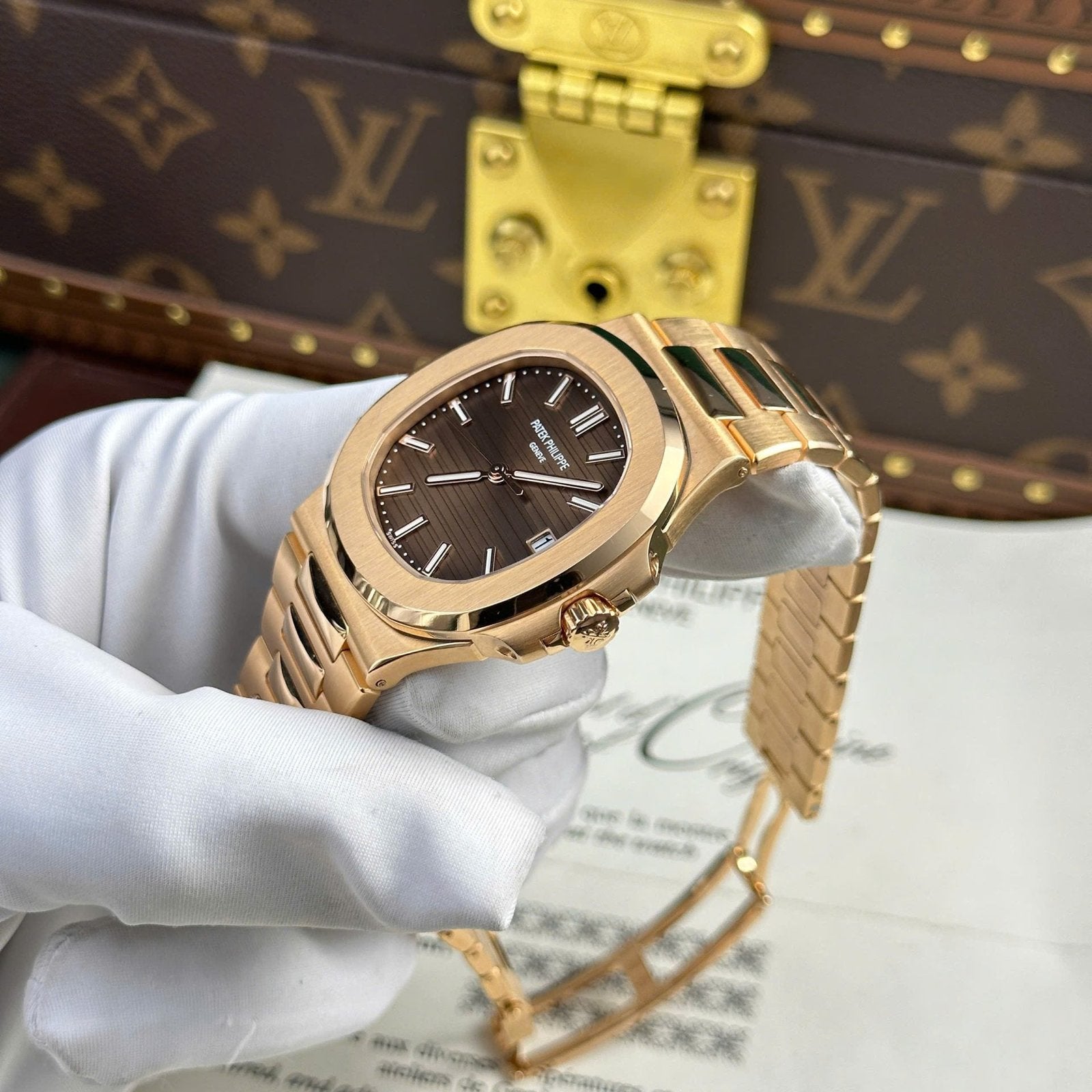 Patek Philippe Nautilus 5711 Max Option 18K Gold Wrapped Chocolate Dial 40mm
