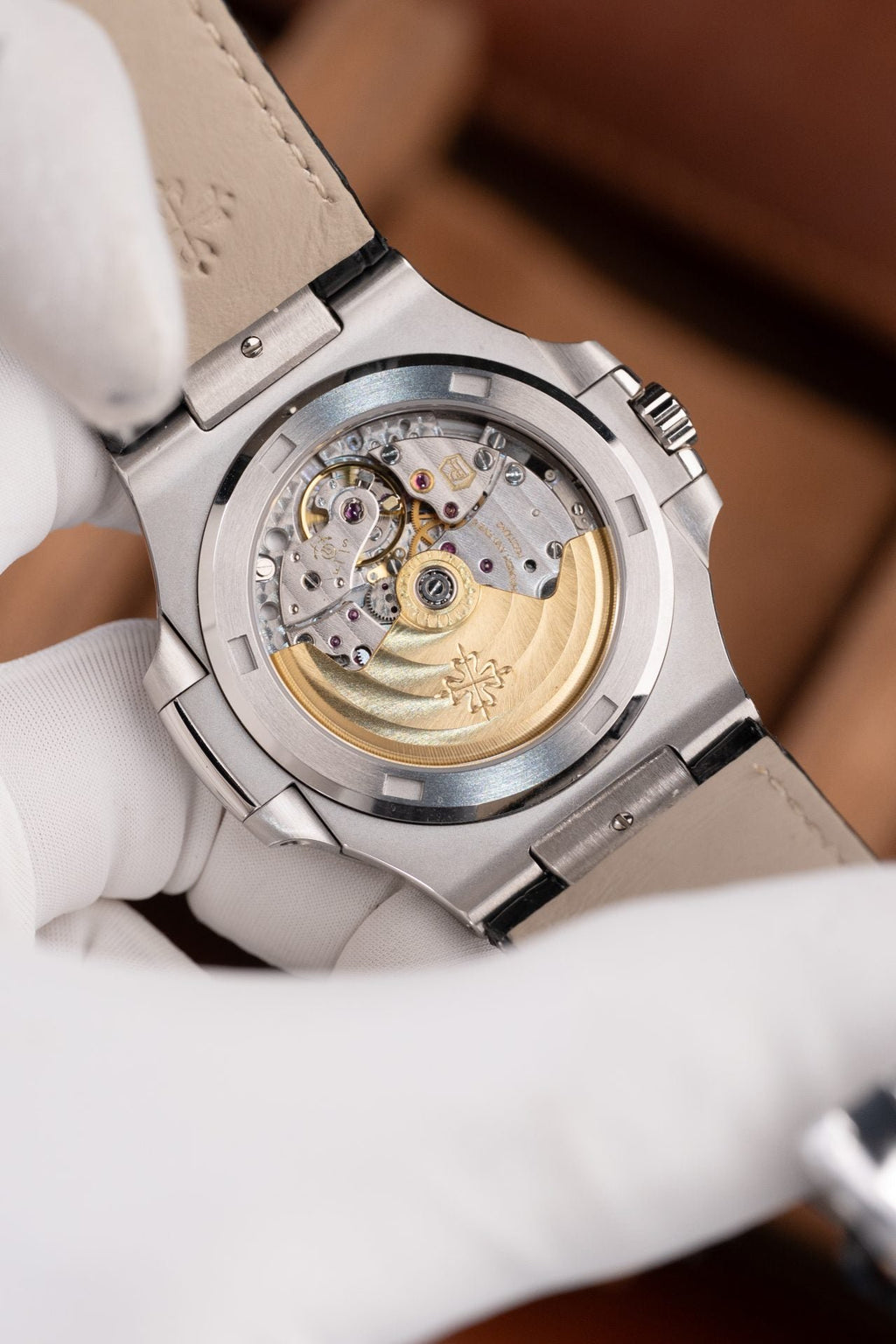 Patek Philippe Nautilus 5711 Watch Gray Dial Leather Strap 40mm