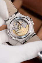 Patek Philippe Nautilus 5711 Watch Gray Dial Leather Strap 40mm