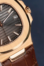 Patek Philippe Nautilus 5711R Watch Gray Dial Leather Strap 40mm