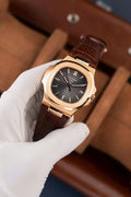 Patek Philippe Nautilus 5711R Watch Gray Dial Leather Strap 40mm