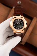 Patek Philippe Nautilus 5711R Watch Gray Dial Leather Strap 40mm