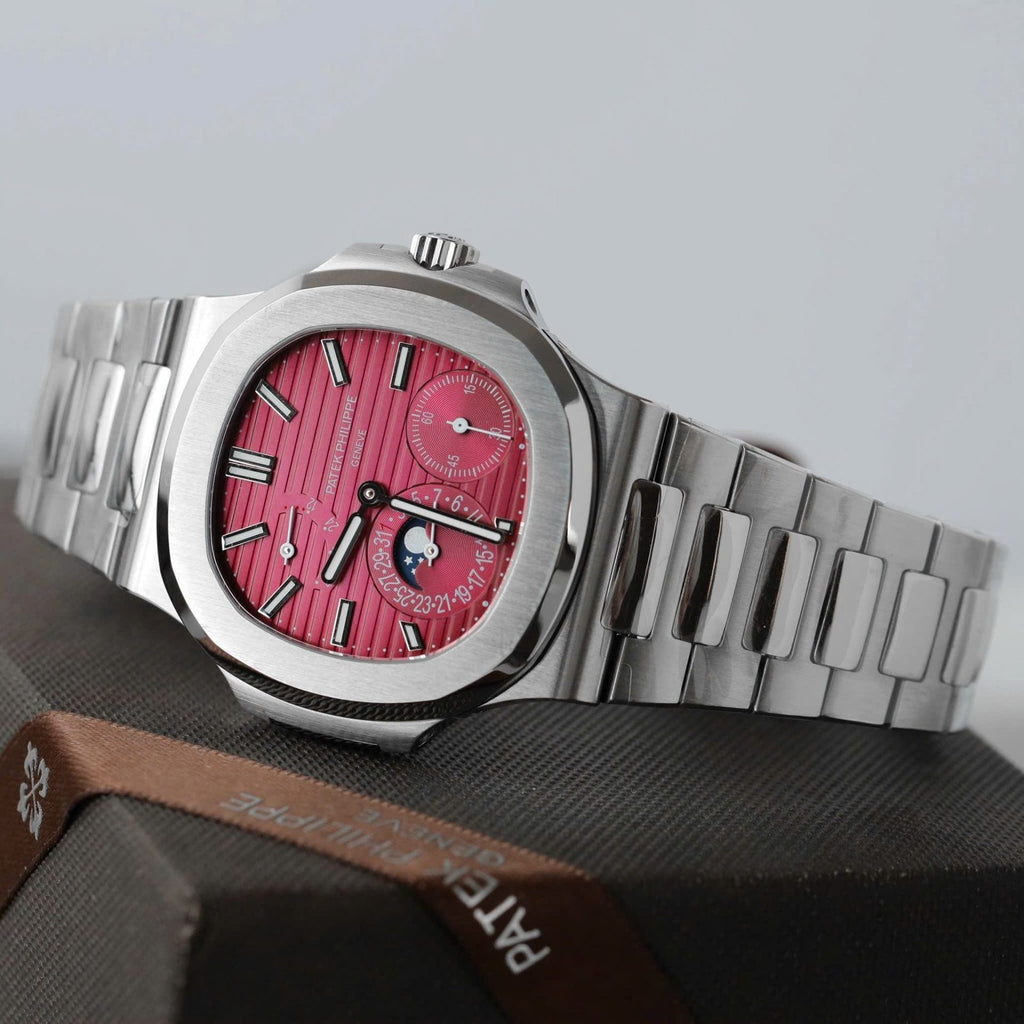 Patek Philippe Nautilus 5712 Watch Cherry Dial Metal Strap 40mm