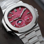 Patek Philippe Nautilus 5712 Watch Cherry Dial Metal Strap 40mm