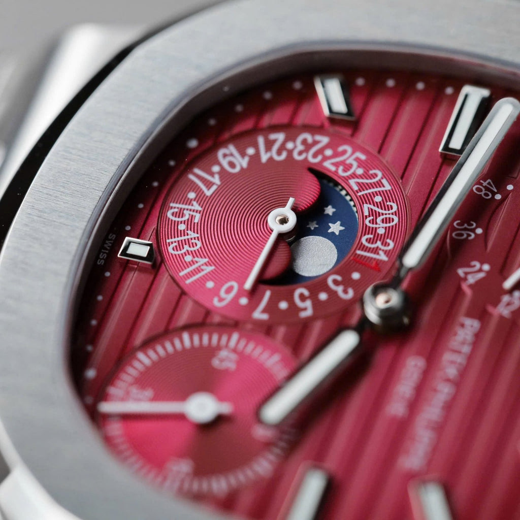 Patek Philippe Nautilus 5712 Watch Cherry Dial Metal Strap 40mm