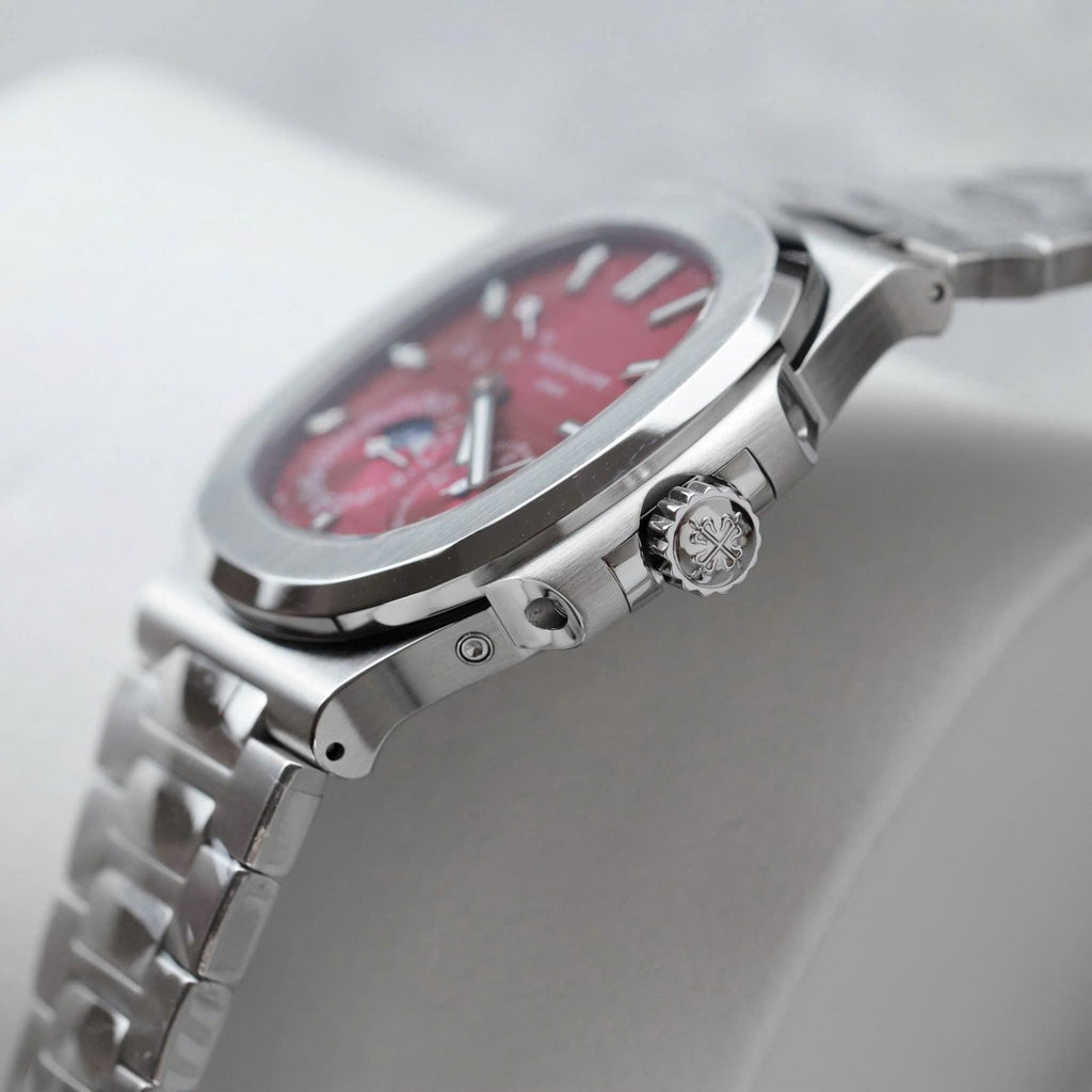 Patek Philippe Nautilus 5712 Watch Cherry Dial Metal Strap 40mm