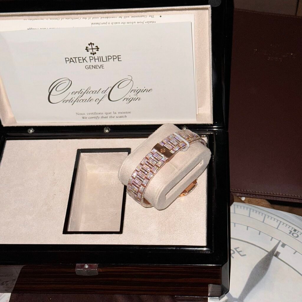 Patek Philippe Watch Nautilus 5719 Gold Wrapped Moissanite Diamonds 40mm