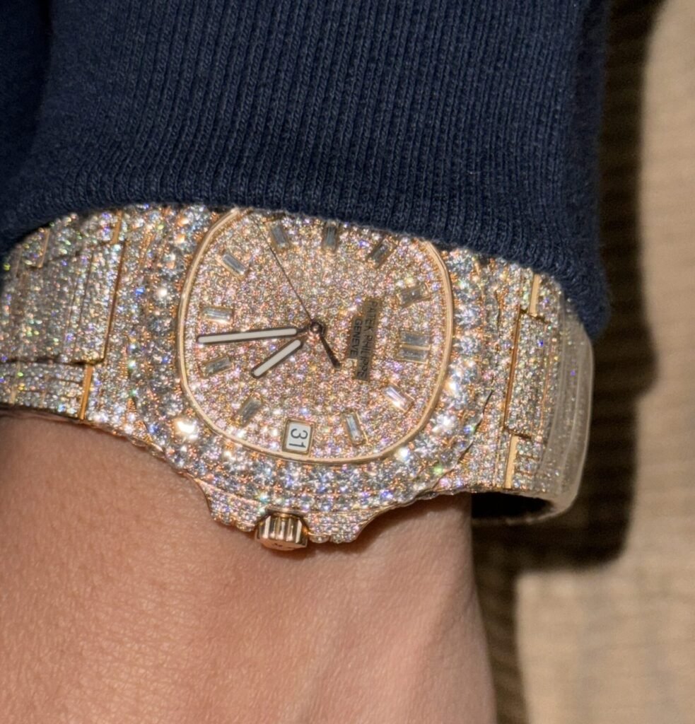 Patek Philippe Watch Nautilus 5719 Gold Wrapped Moissanite Diamonds 40mm