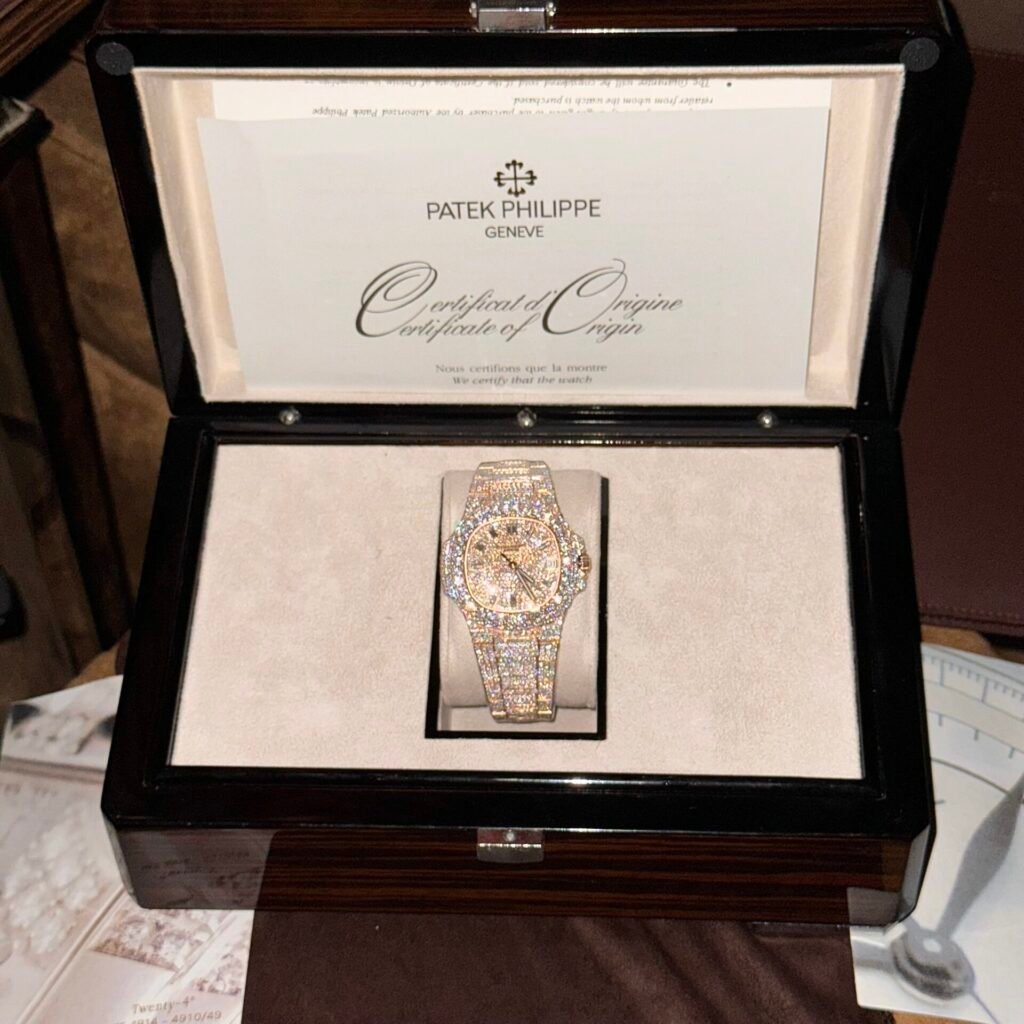 Patek Philippe Watch Nautilus 5719 Gold Wrapped Moissanite Diamonds 40mm