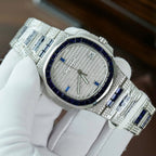 Patek Philippe Nautilus 5719 Watch Diamonds Moissanite Sapphire Baguette 40mm