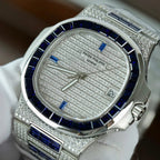 Patek Philippe Nautilus 5719 Watch Diamonds Moissanite Sapphire Baguette 40mm
