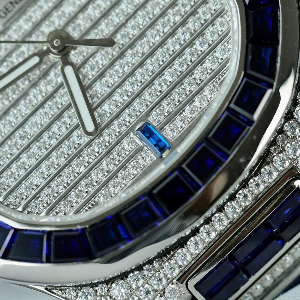 Patek Philippe Nautilus 5719 Watch Diamonds Moissanite Sapphire Baguette 40mm