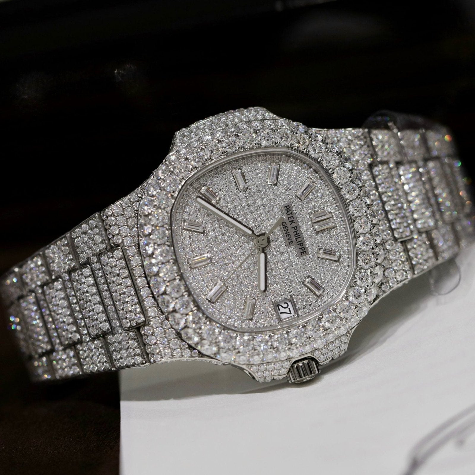 Patek Philippe Watch Nautilus 5719 Custom Full Moissanite Diamonds 40mm