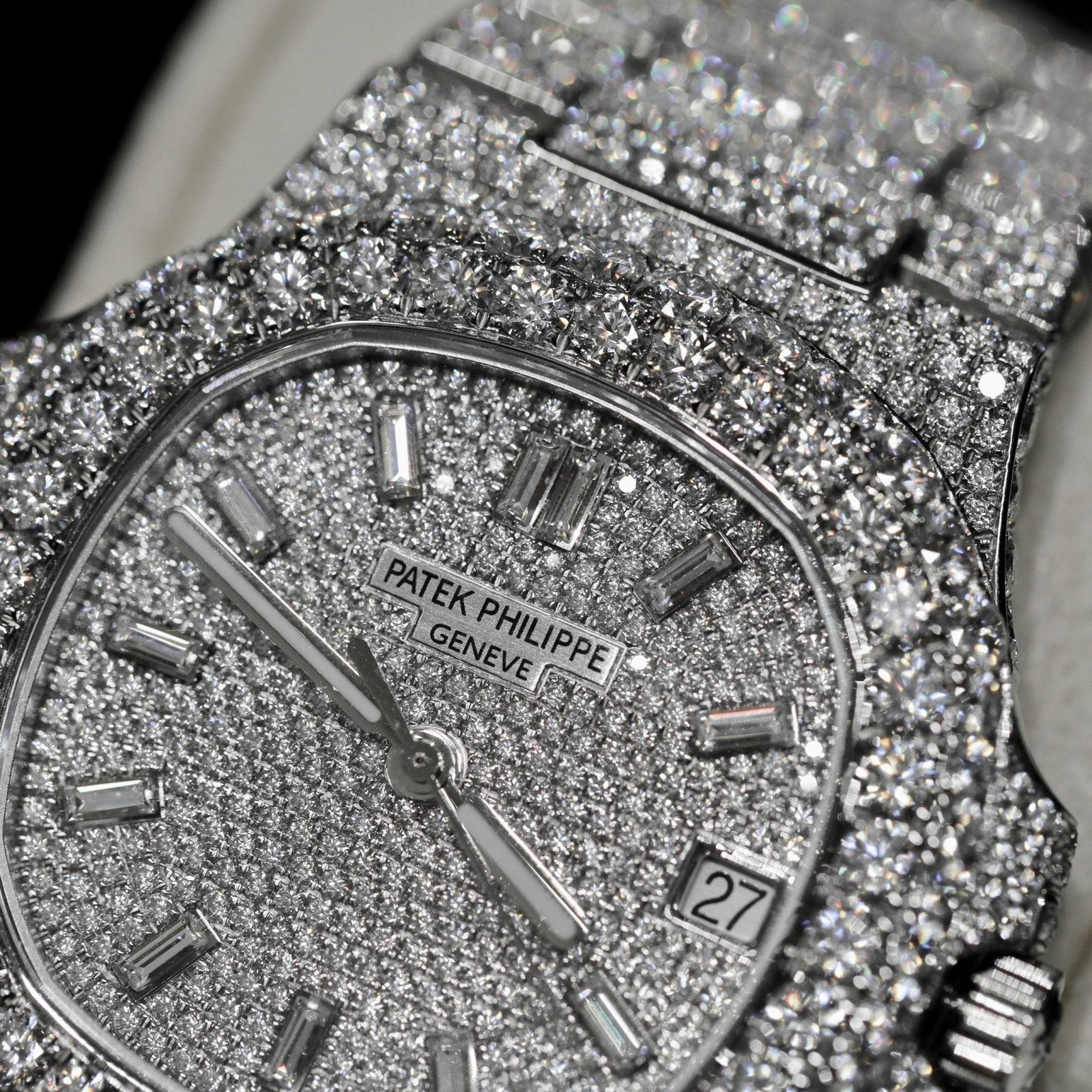 Patek Philippe Watch Nautilus 5719 Custom Full Moissanite Diamonds 40mm