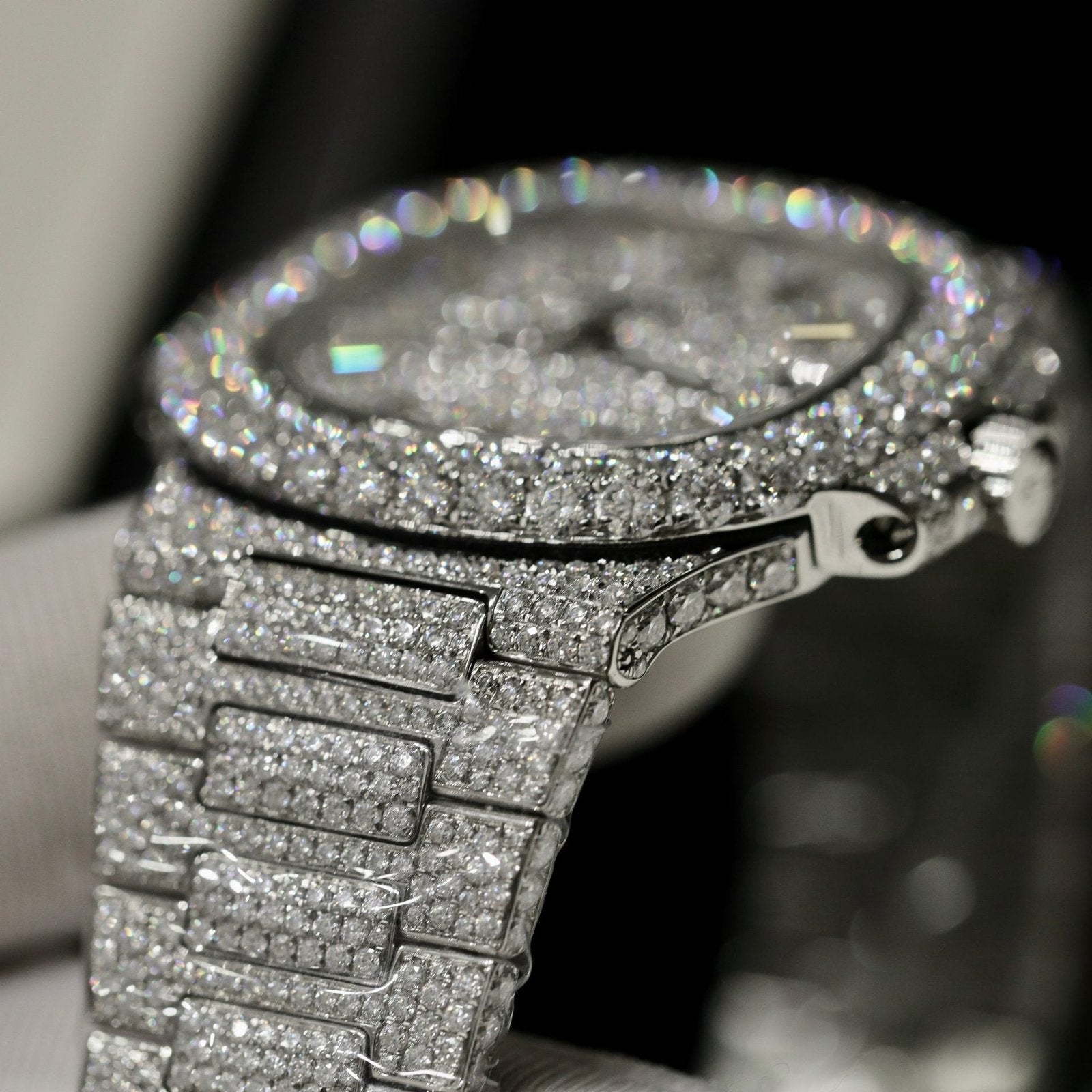 Patek Philippe Watch Nautilus 5719 Custom Full Moissanite Diamonds 40mm