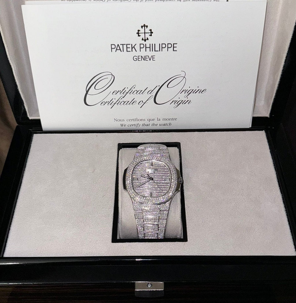 Patek Philippe Nautilus 5719 Watch Full Moissanite Diamonds 40mm