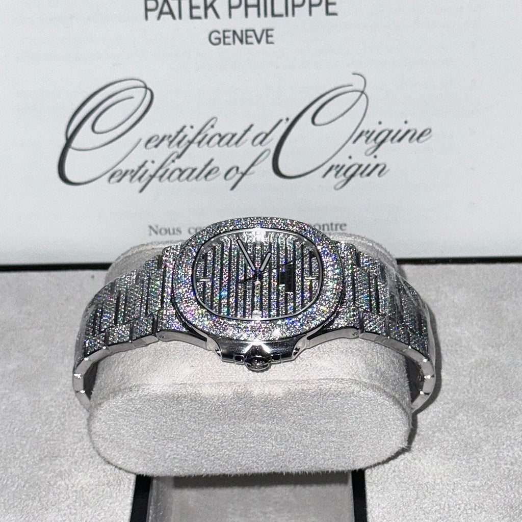 Patek Philippe Nautilus 5719 Watch Full Moissanite Diamonds 40mm