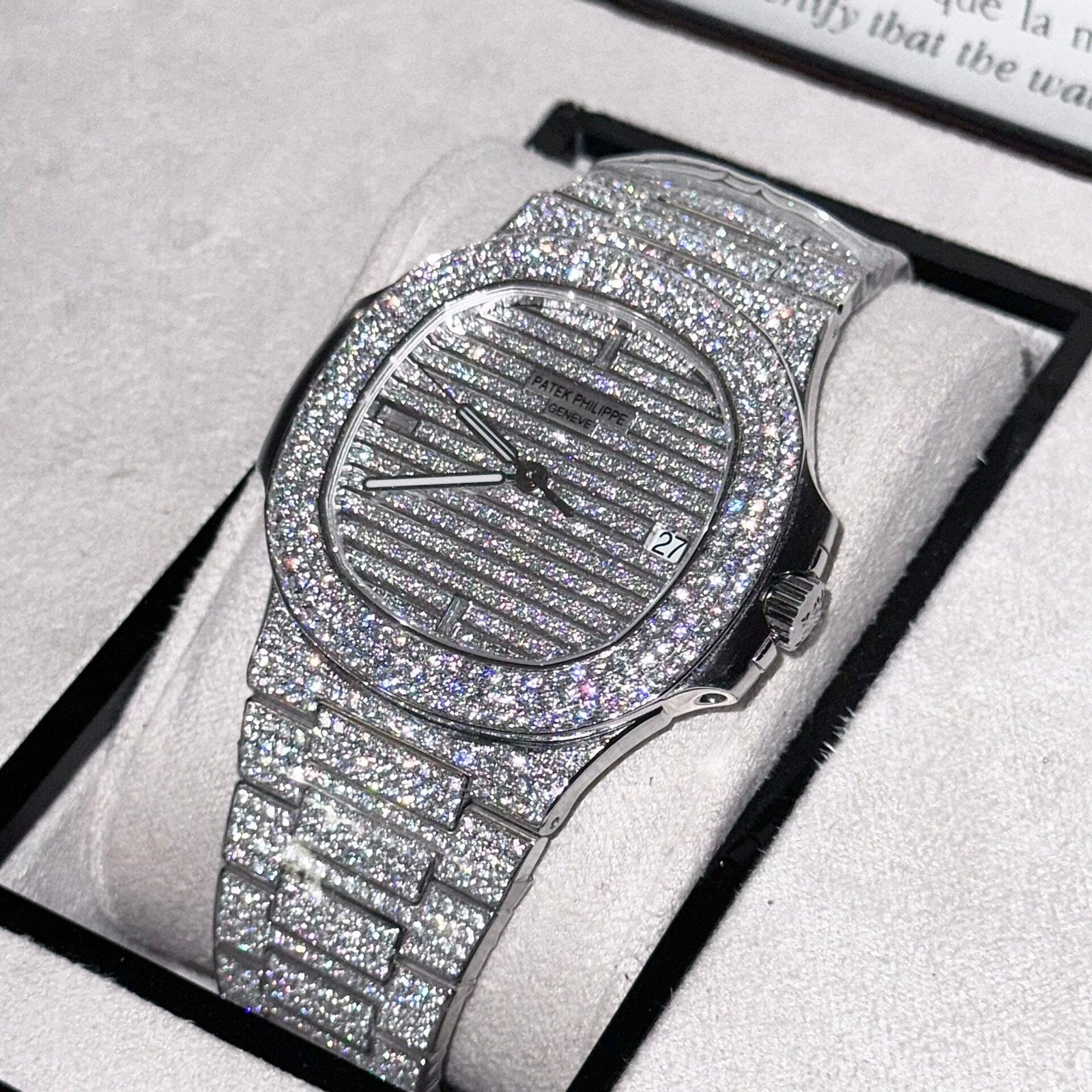 Patek Philippe Nautilus 5719 Watch Full Moissanite Diamonds 40mm