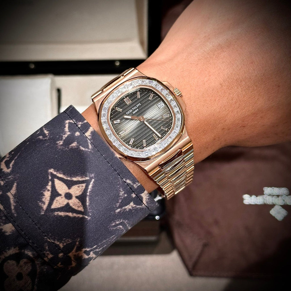 Patek Philippe Watch Nautilus 5723 Gold Wrapped Moissanite Diamonds 40mm