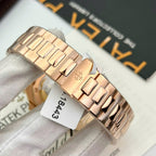 Patek Philippe Nautilus 5723 Brown Dial Watch 18K Gold Wrapped + Moissanite Diamonds Baguette 40mm