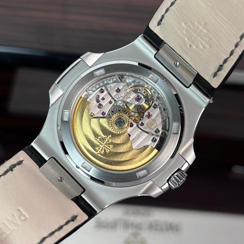 Patek Philippe Nautilus 5723 Watch Leather Strap Dark Blue Dial 40mm