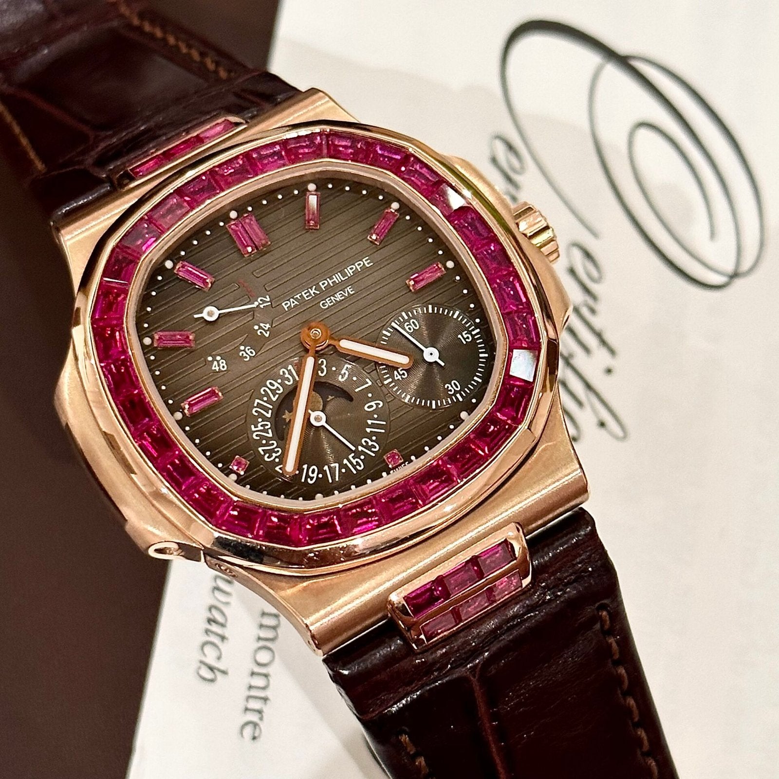 Patek Philippe Nautilus 5724 Gold Wrapped With Ruby Bezel 40mm