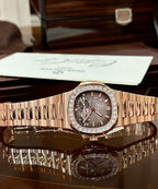 Patek Philippe Nautilus 5724 Watch Gold Wrapped Diamond Moissanite 40mm
