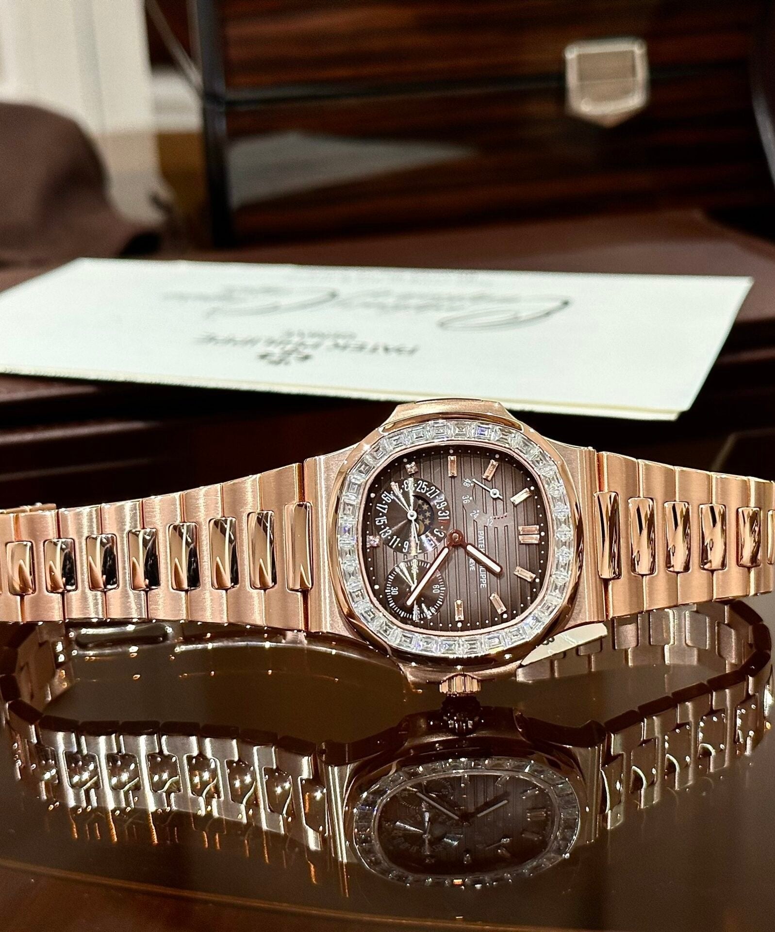 Patek Philippe Nautilus 5724 Watch Gold Wrapped Diamond Moissanite 40mm